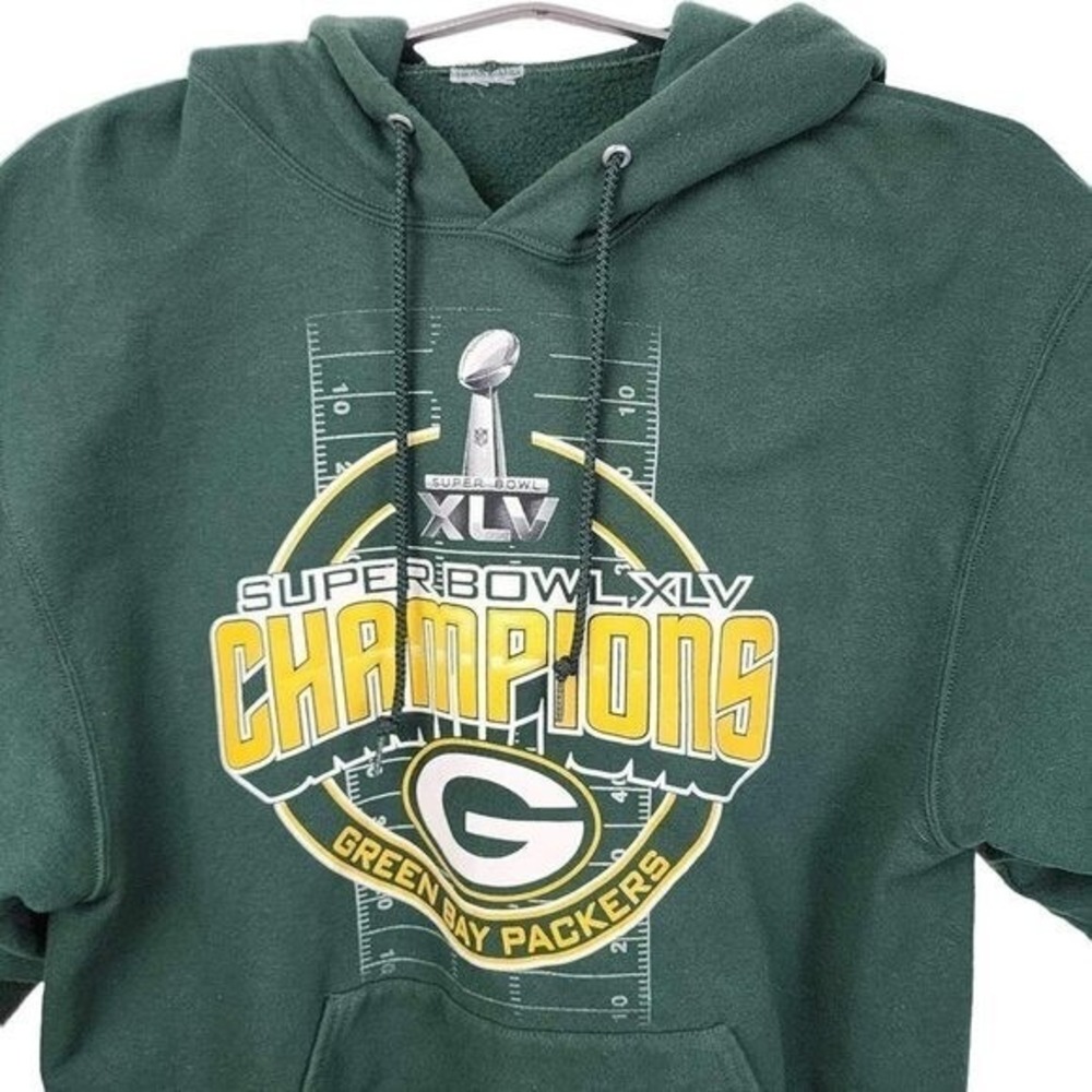 Green Bay Packers Super Bowl XLV Champions Hoodie Green XL Pullover NFL Graphic
